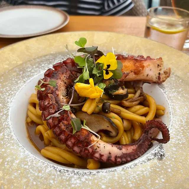 Thai Basil Strozzapreti Pasta with Grilled Spanish Octopus 