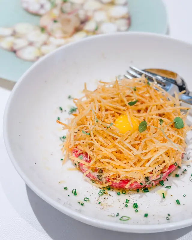 Beef Tartare with Smoked Bone Marrow Mayonnaise
