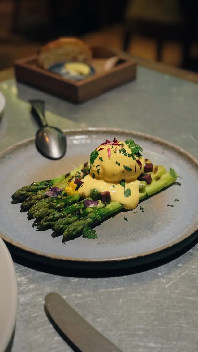 New Season Asparagus, Soft Poached Duck Egg