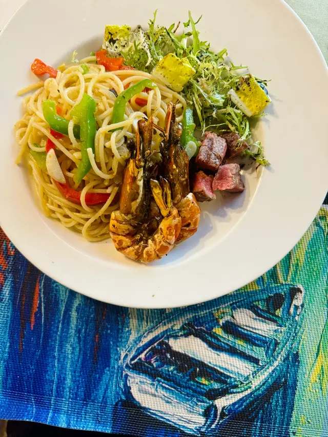 意式輕煎虎蝦牛肉粒意大利粉