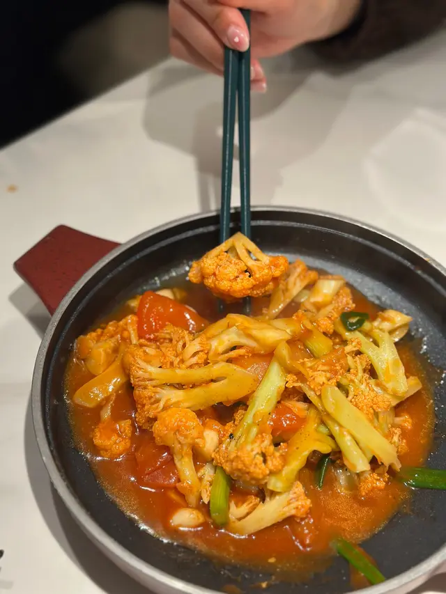 蕃茄煮有機花菜