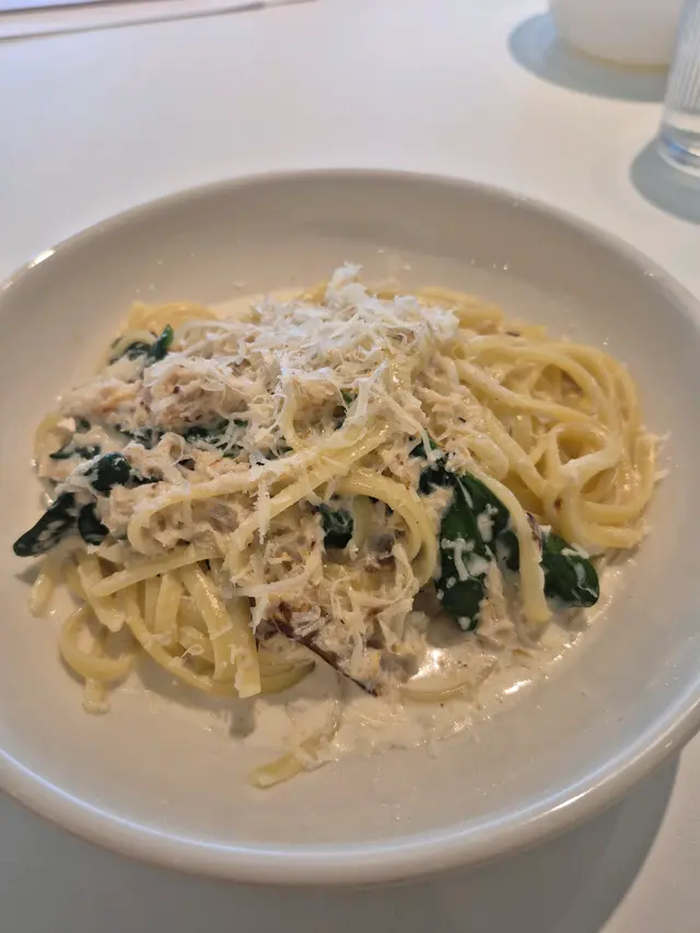 忌廉菠菜蟹肉扁意粉 Main: Linguine with Spinach and Crabmeat