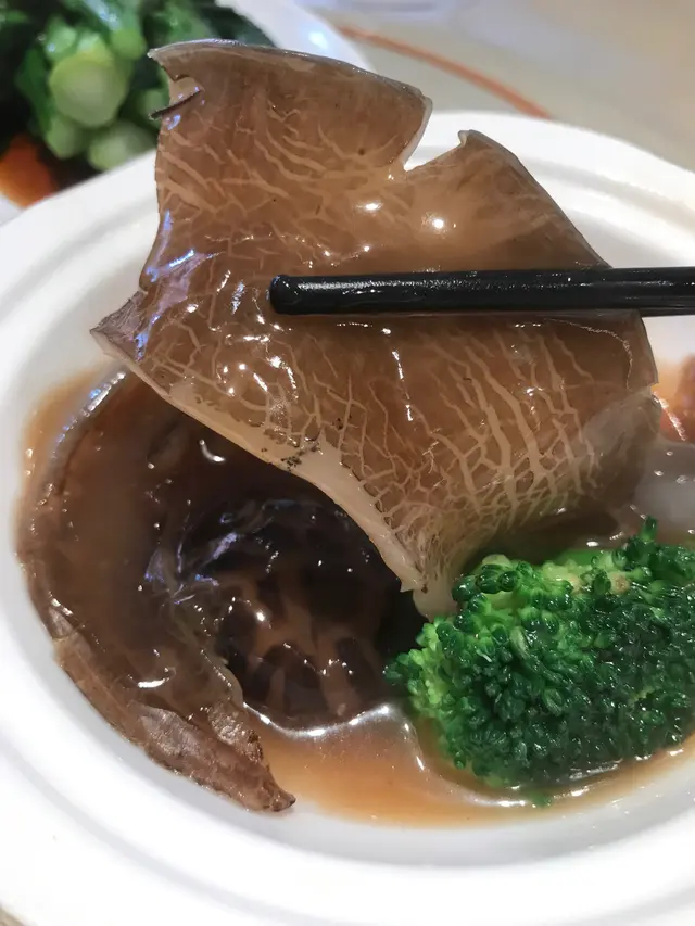 鮑汁花菇扣水煮魚裙邊