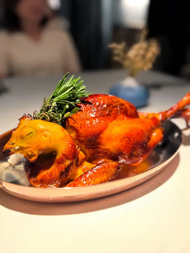 WHOLE ROASTED CHICKEN WITH PETIT POIS A LA FRANÇAISE