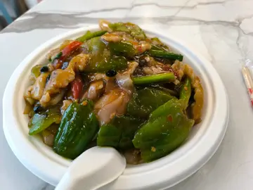 凉瓜肉片炒河
