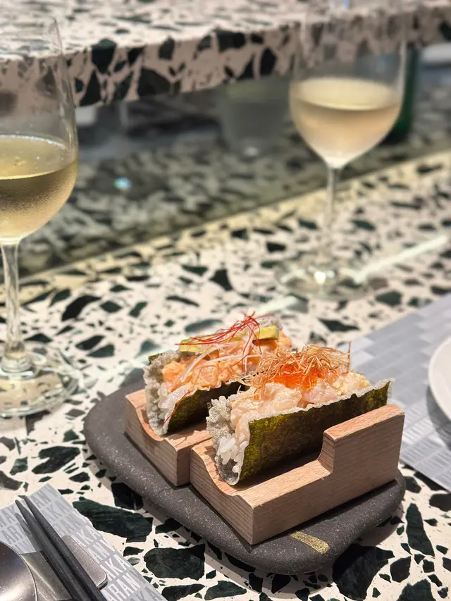 Salmon Taco ($68) & Scallop Taco ($84)