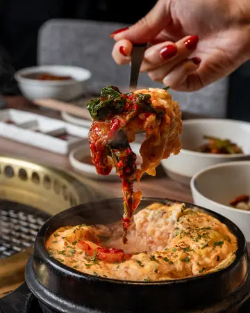 Kimchi & Cheese Gyeran-jjim (Korean steamed Egg)