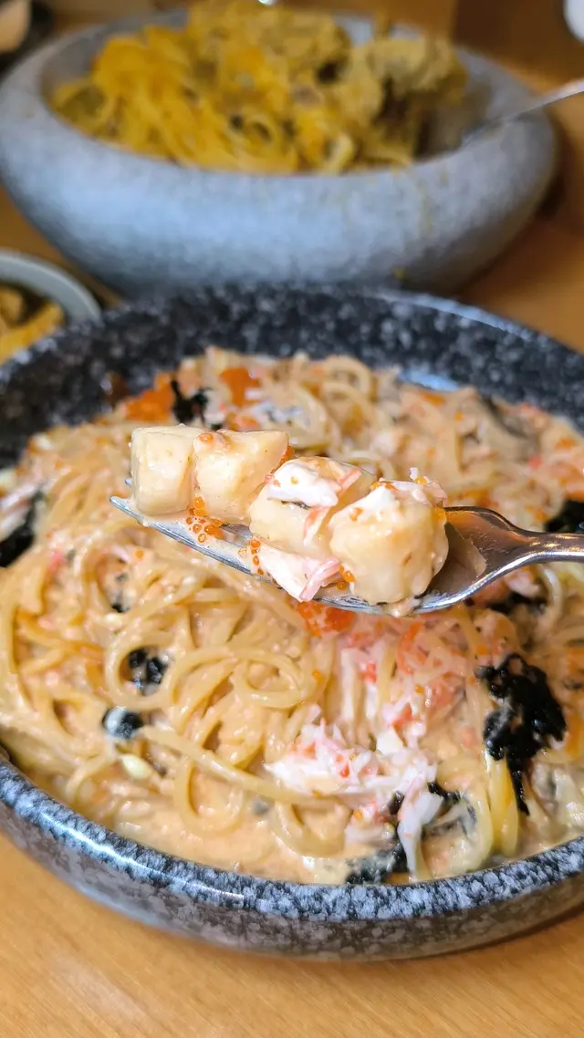 明太子意大利粉配珍珠帶子