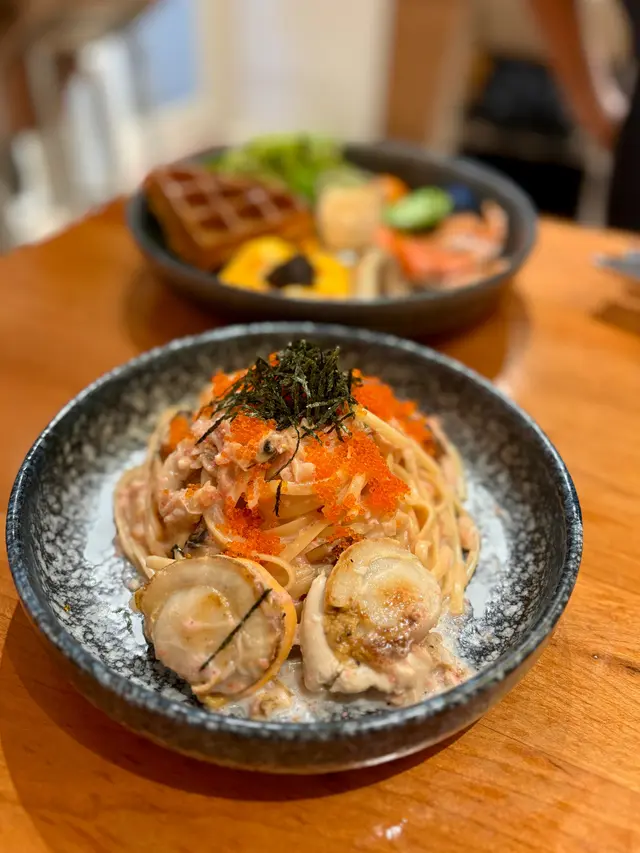 帆立貝明太子蟹肉扁意粉