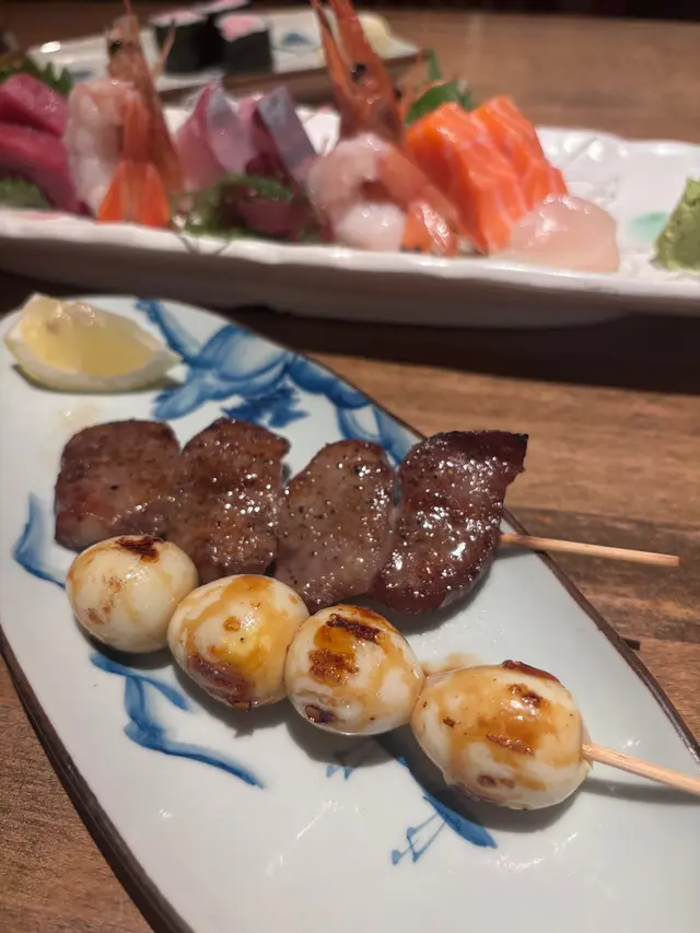 燒牛舌 + 鵪鶉蛋串