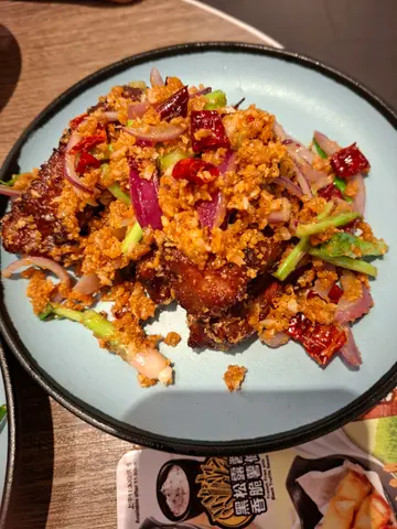 椒盐一字骨+小炒皇，冻饮2杯