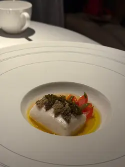 LOUP DE MER WITH JAPANESE CHERRY TOMATO AND GREEN OLIVE
