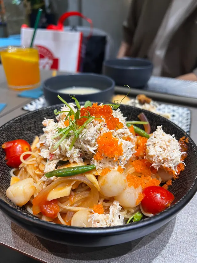 鮮茄蝦汁蟹肉天使麵