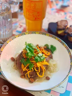 当归酱油火炙是日靓牛肉香茜虫草花龙口粉丝沙律配鲣鱼花生油醋汁