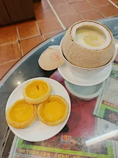 椰汁燉燕窩,蛋撻