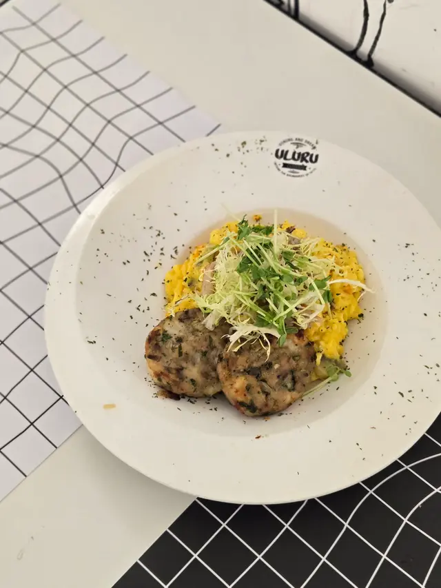 古早手工煎肉餅蟹肉風沙鹹蛋燴意大利飯