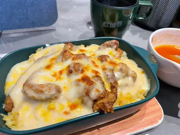 焗芝士千島菠蘿豬扒飯