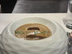 烤栗子汤配香煎羊肚菌